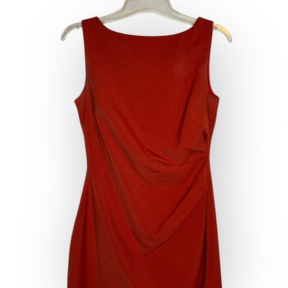 VTG 90's Ava & Aiden Sleeveless Red Rouched Midi Dress Size 2 Christmas Holiday - Picture 3 of 10